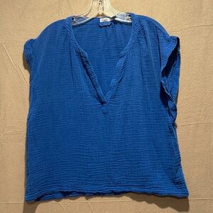 Faherty Vibrant Blue Textured Top